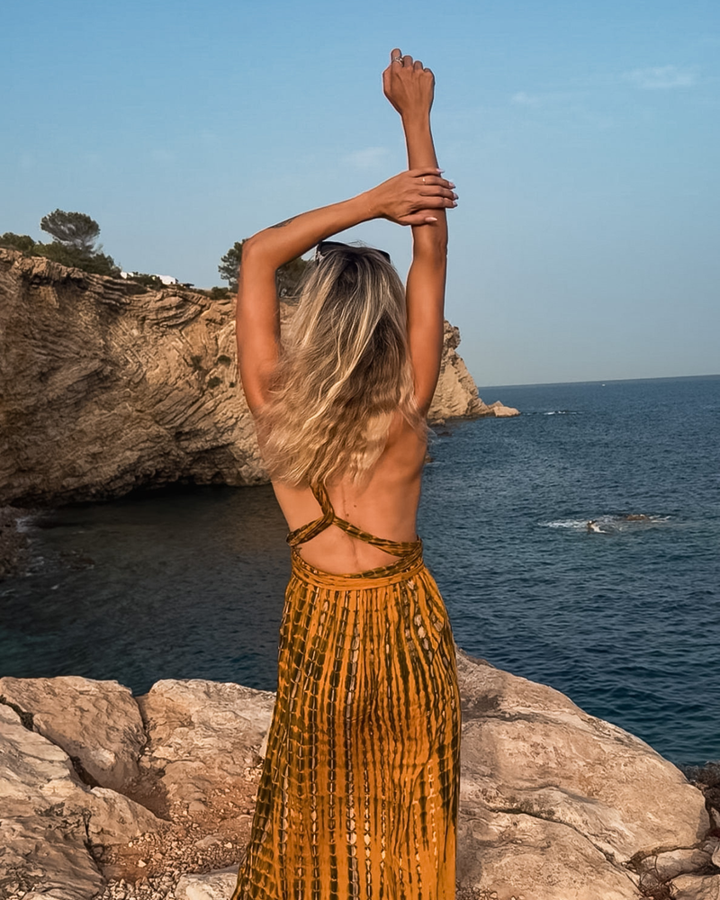 Maxikleid zum binden | Batik Boho Kleid 