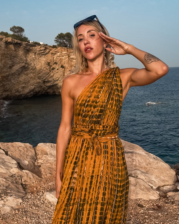 Wandelbares Maxikleid Gold | Ibiza Kleid Gold