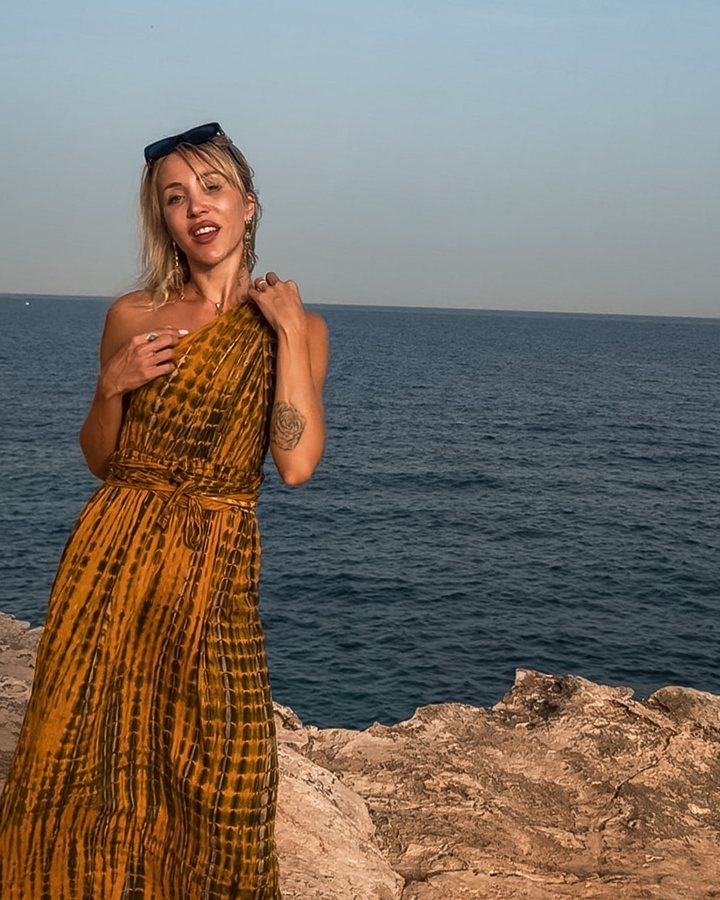 Erdtöne Boho Chic Kleid | Maxikleid Sommer 