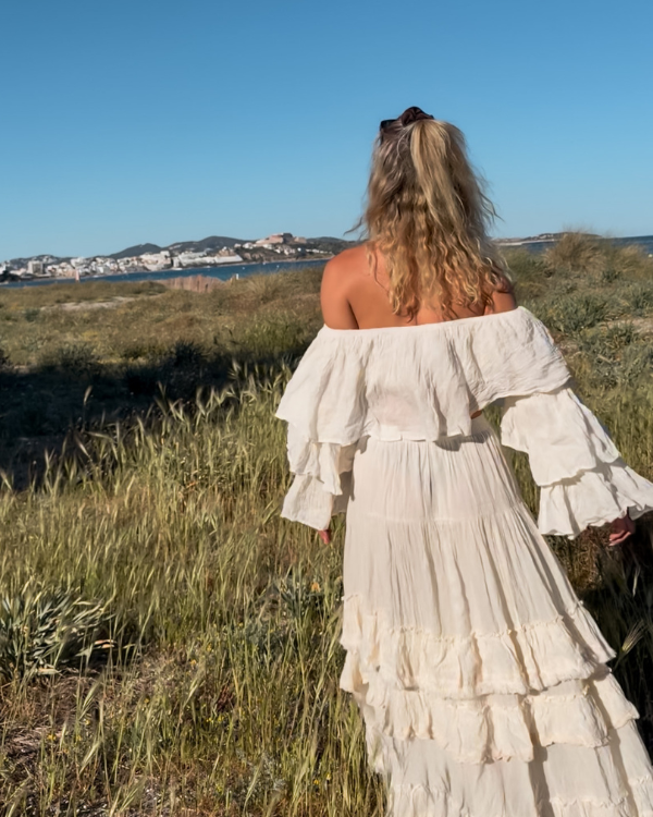 Boho Cotton Damen Oberteil mit Ruffle Effekt 