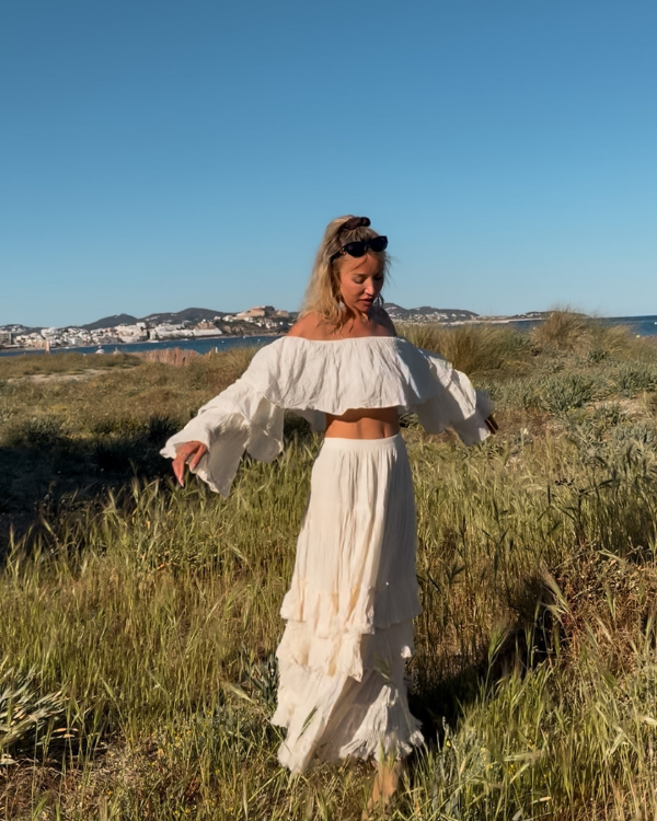 Baumwolle Sommer Oberteil Crop Top in creme weiss