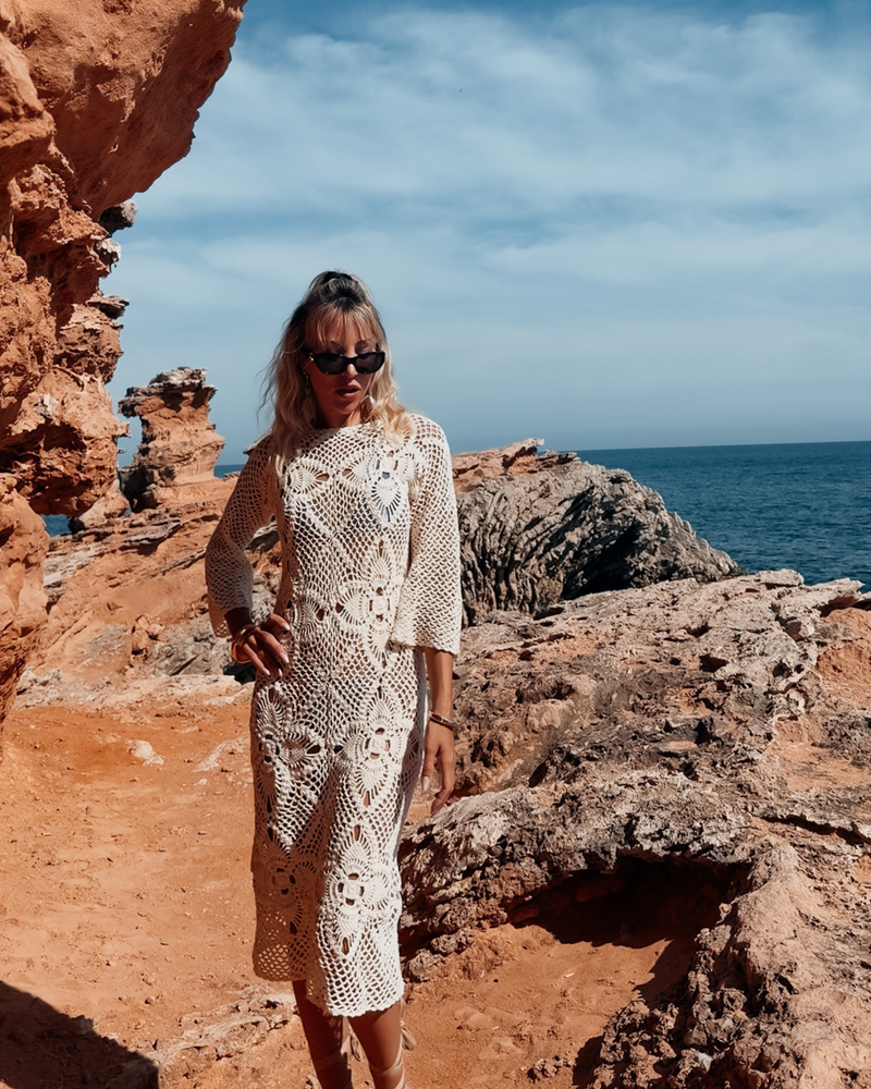 Gehäkeltes Boho Kleid Damen im Ibiza Style
