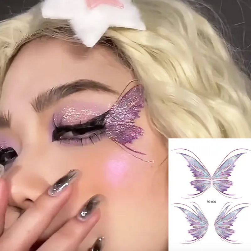 Schmetterling Flash-Tattoo Make-Up für um die Augen 