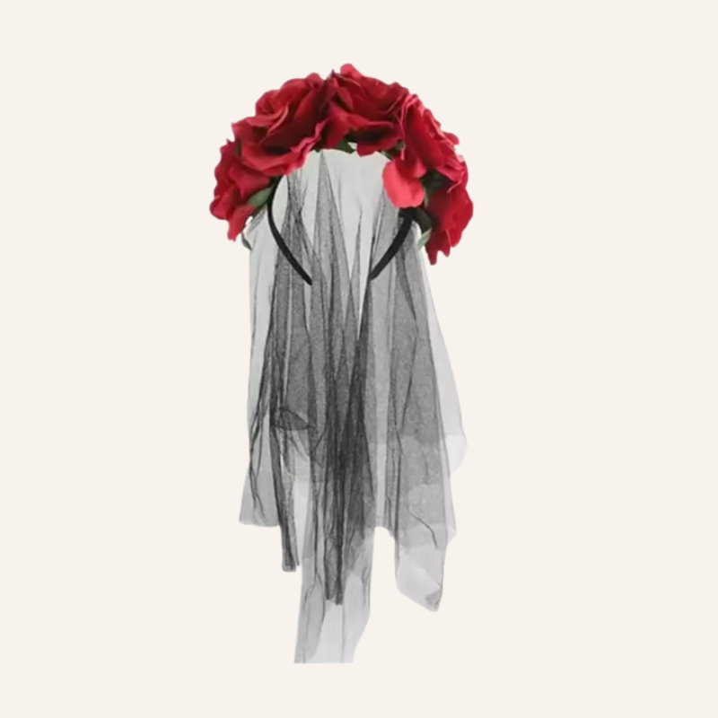 Blumen Haarreifen mit Schleier Bloody Bride