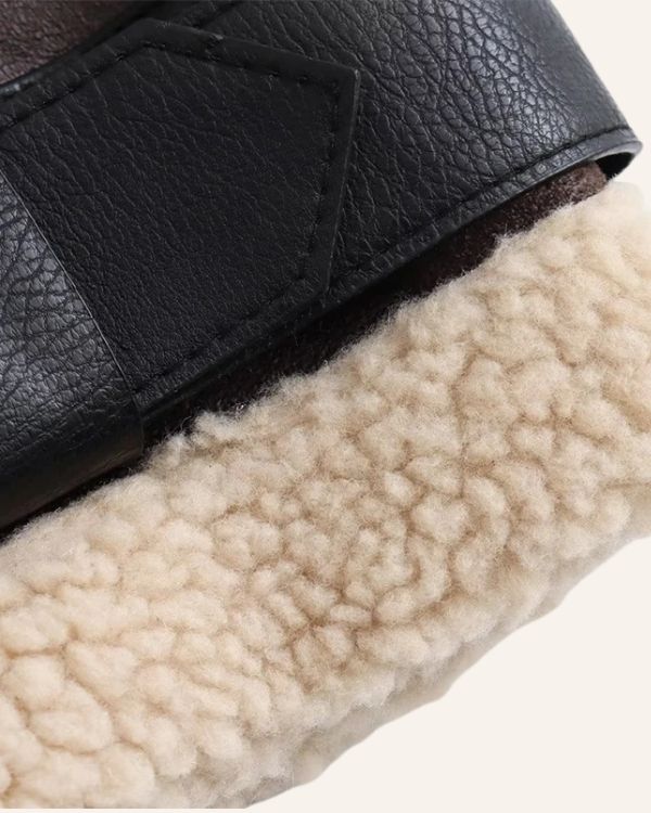 Plüsch Fluffy Kunstleder Gilet Weste in braun beige 