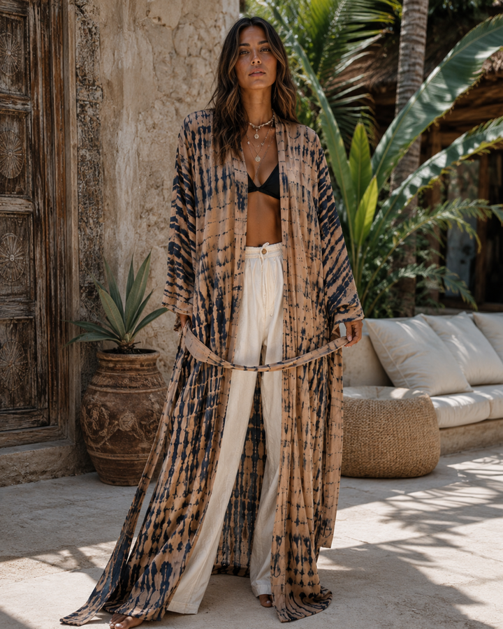 Langer Bohemian Kimono für Strand, Urlaub und Festival | Resort Wear Kimono im Hippie und Ibiza Look
