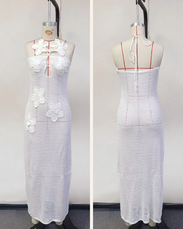 Langes Crochet Kleid Flora Dream