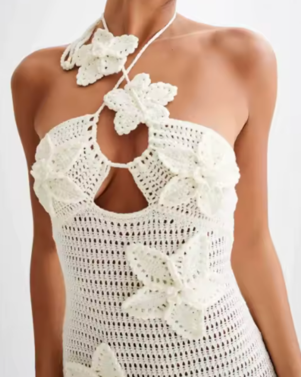 Langes Crochet Kleid Flora Dream