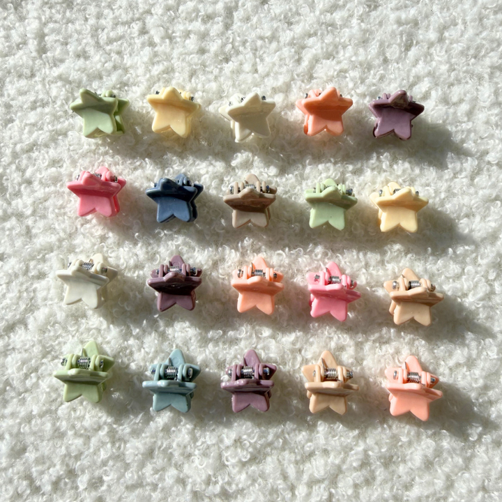 Mini Haarklammern in Pastellfarben und Sterneform 