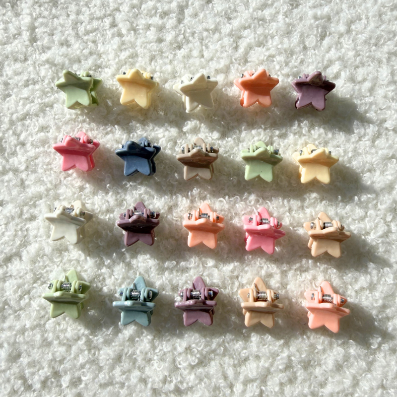 Mini Haarklammern in Pastellfarben und Sterneform 