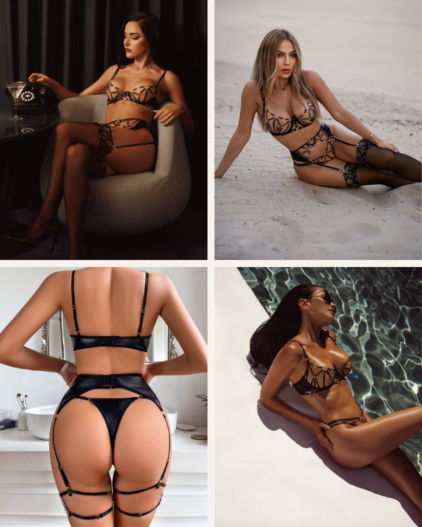 elegantes schwarzes lingerie set sexy look