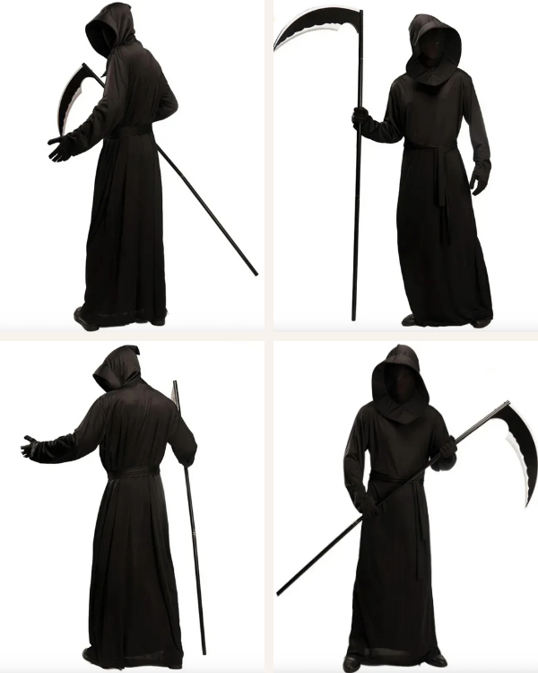 Halloween Kostüm Sensemann Männer Frauen schwarz | Horror Halloween Kostüm