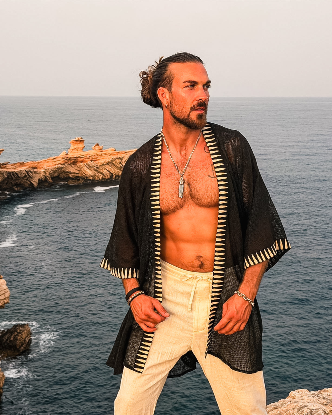 Unisex Netz Kimono Black Zen