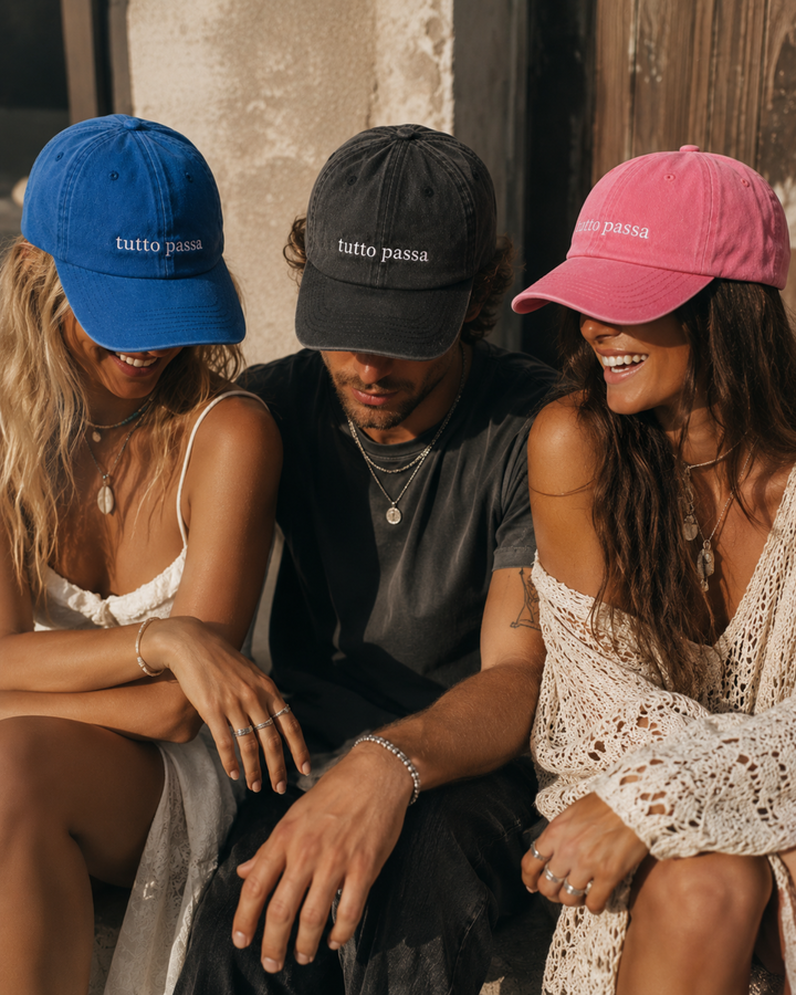 Washed Vintage Look Cap mit Quote "tutto passa" 