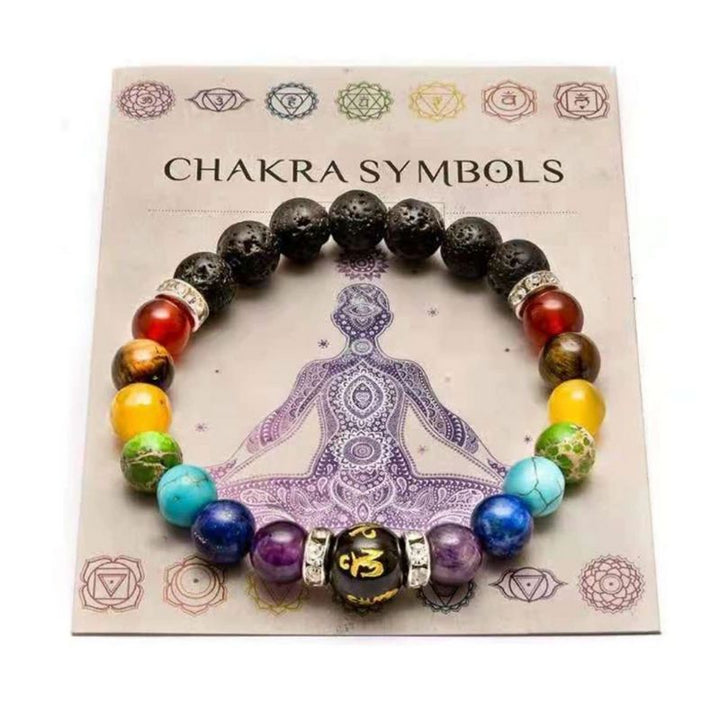 Chakra Symbole Naturstein Armband fuer Handgelenk 