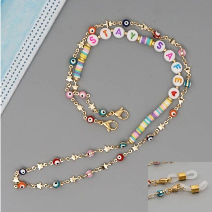 Farbige Brillenkette und Maskenkette in Einem