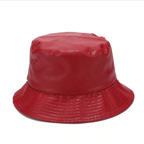 Roter Fischerhut Damen aus Kunstleder - Schlapphut mir kurzer Krempe - Buckethat für Frauen