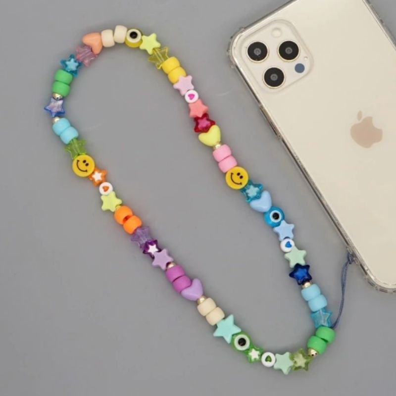 Farbige Perlen Handykette Playtime