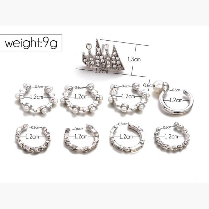Ohrringe Ear Cuffs Modeschmuck mit Kunstperlen und Strasssteinen 