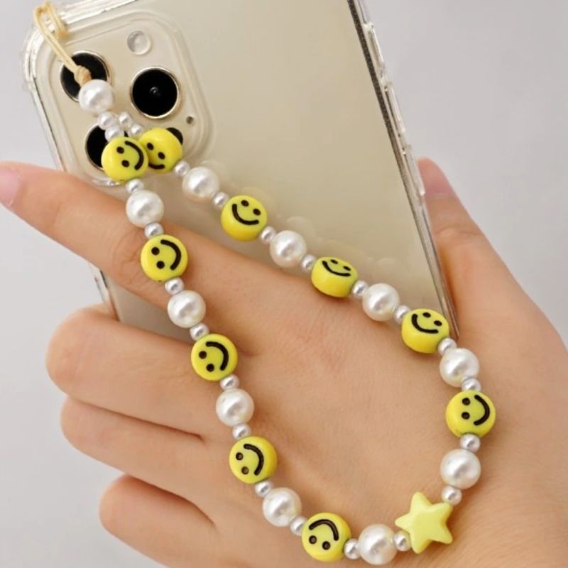 Perlen Handykette Happy Smile
