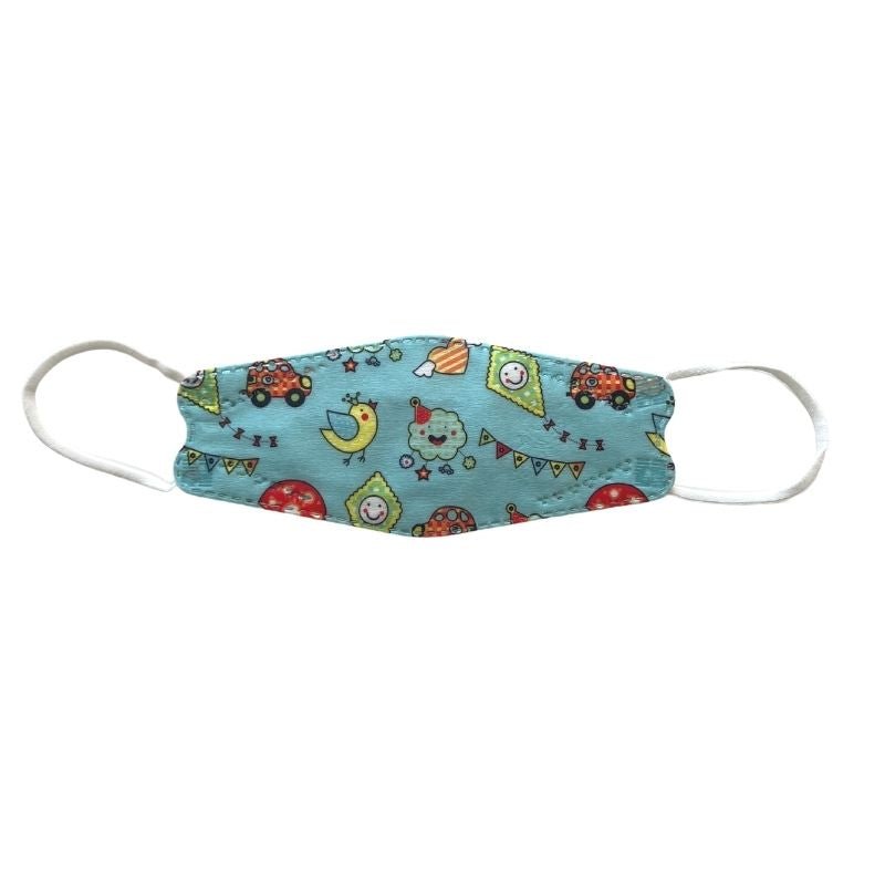 Farbige Kinder Schutzmasken mit bunten Motiven und 3D Struktur fuer bessere Atmung